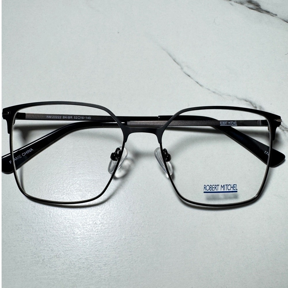 New Robert Mitchel RM 20222 Black Bronze Square Frames 52-16-140 Mens Womens